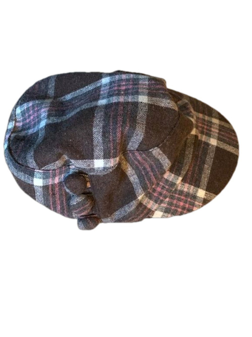 Brown and pink plaid kids hat
